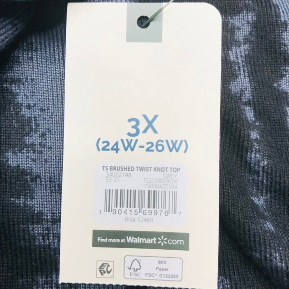 Terra And Sky Women's Size 3X 24W-26W V-Neck Twist Side Brushed Long Sleeve Top - Picture 3 of 15